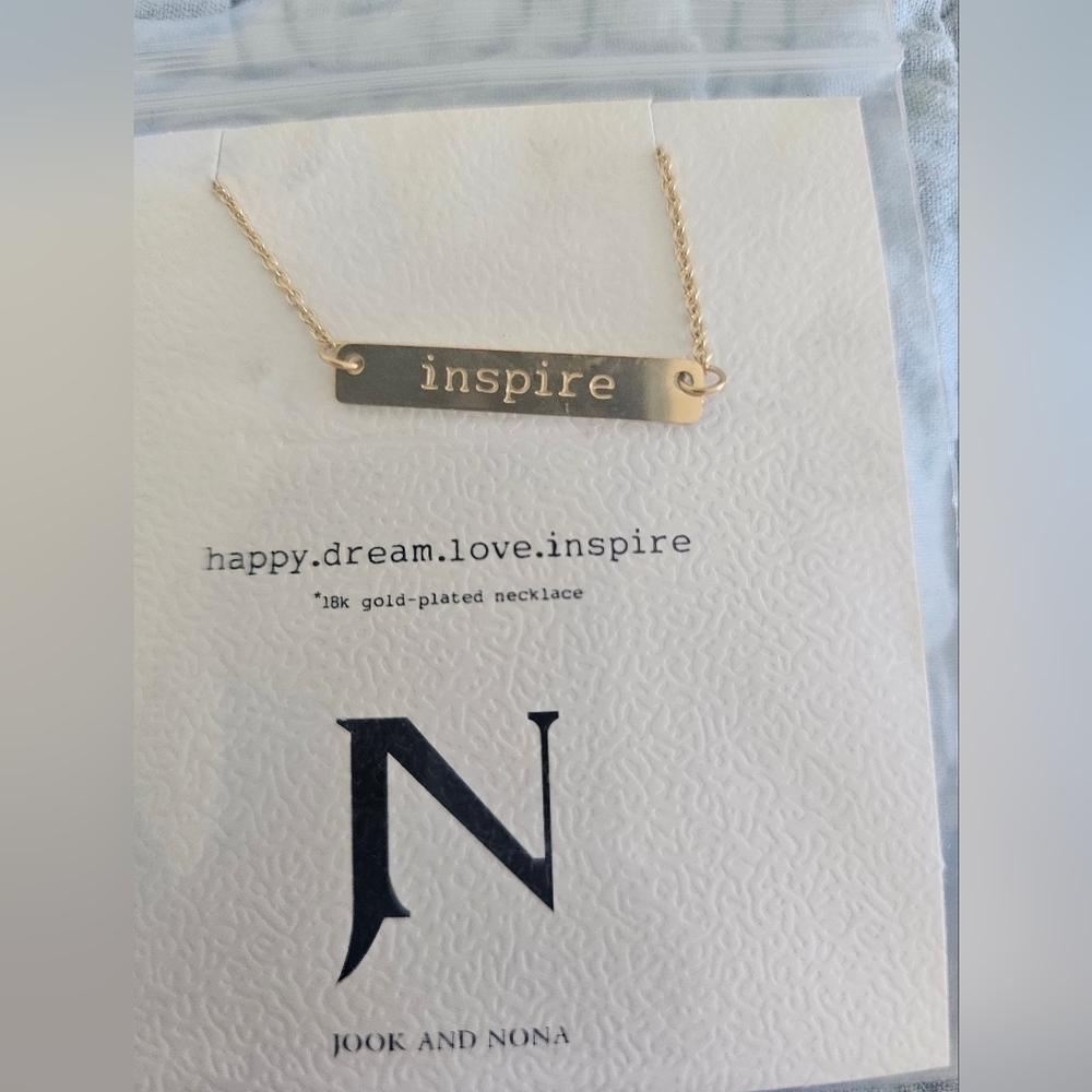 Brand New! Jook & Nona “INSPIRE” necklace 18k Gold Plated
